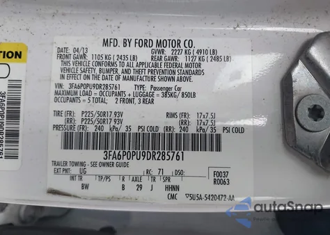 2013 Ford Fusion Energi Se Luxury z USA, uszkodzony, nr VIN 3FA6P0PU9DR285761